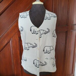 Primitive Arts Ltd Cotton Elephant Print Sleeveless Vest Top M